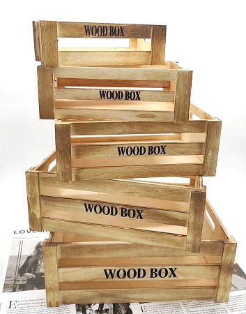 Набор деревянных ящиков 5 шт «Wood box» 35 х 25 х 15 см 