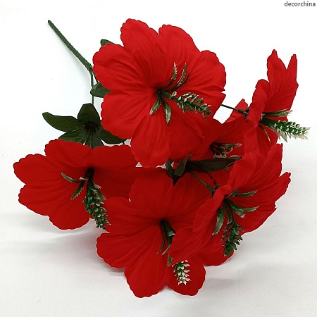 Букет Пуансеттии 6 цветков 50 см уп/40 шт Ткань Ассорти R-62