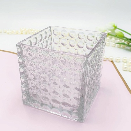 Ваза стеклянная Куб фактурная 12 х 12 х 11,5 см 