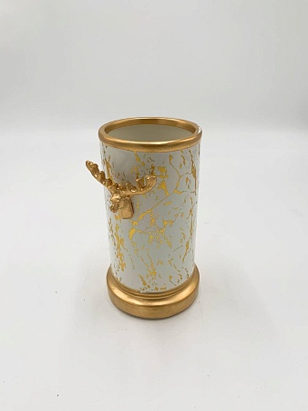 Ваза керамическая «Золотая фольга Олень» D12,5 х 19,5 см