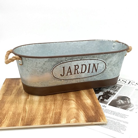Кашпо метал Ванна «JARDIN» с ручками 48 х 24 х 16 см