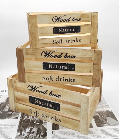Набор деревянных ящиков 3 шт «Soft drinks» 33 х 23 х 16 см 