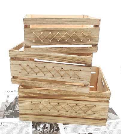 Набор деревянных ящиков 3 шт «Крестики» 37 х 26,5 х 17 см 