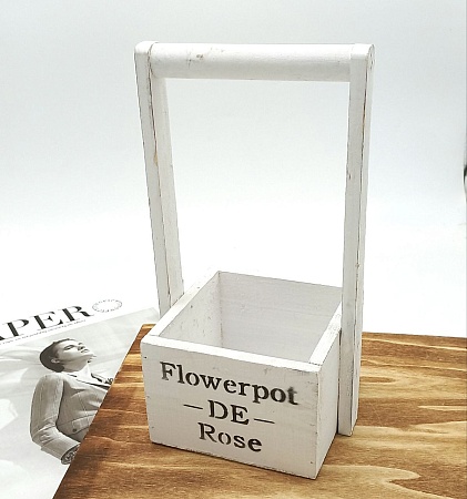 Деревянный ящик с ручкой «Flowerpot De Rose» 11 х 11 х 9 см