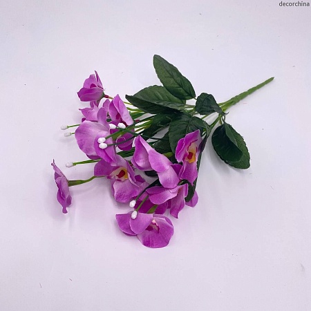 Букет Орхидеи с зеленью 5 веток 36 см уп/20 шт Ткань Ассорти M-3