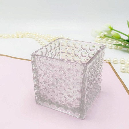 Ваза стеклянная Куб фактурная 10 х 10 х 10 см